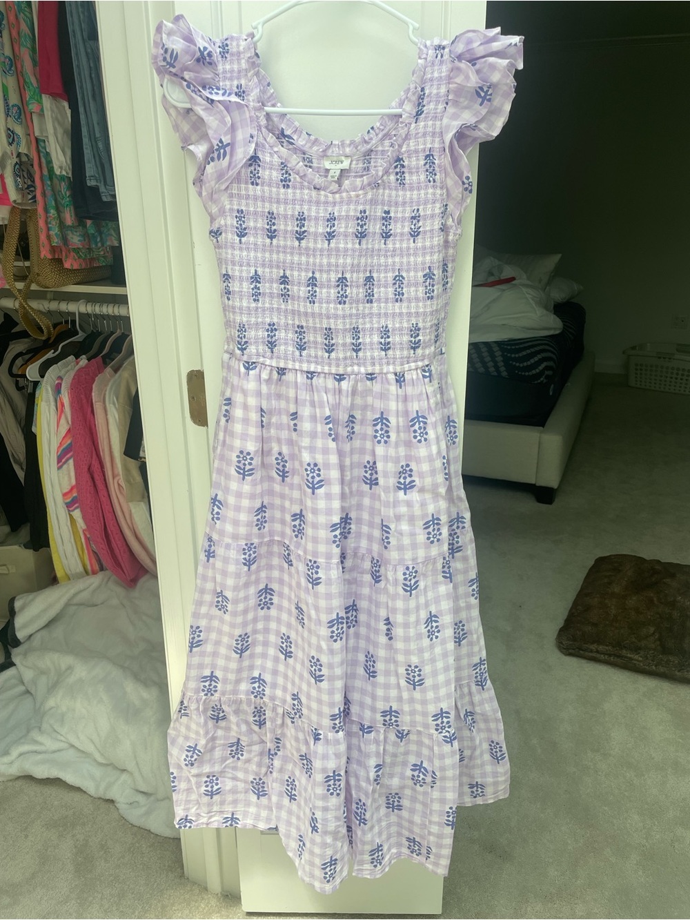 J. Crew FACTORY Lavender Floral Smocked Dress